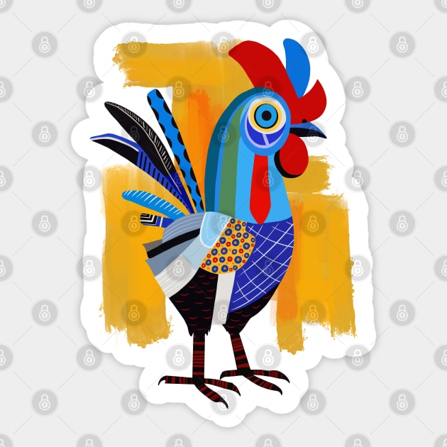 Colorful Whimsical Rooster Sticker by Suneldesigns